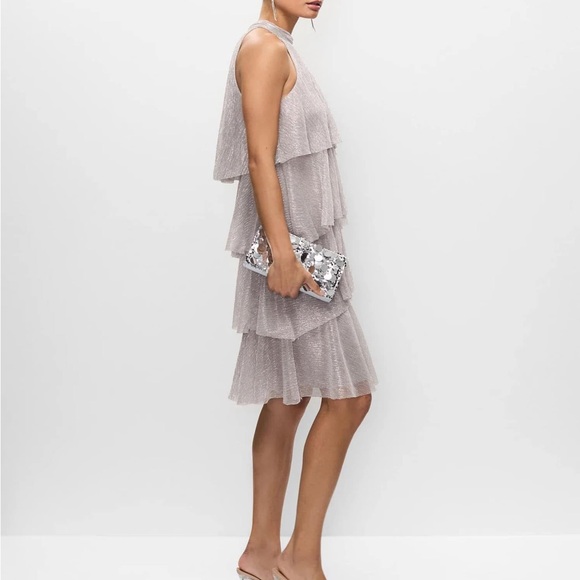 Melanie Lyne tiered silver dress - Size 0 - NWT - bridal formal dress trapeze - Picture 5 of 5